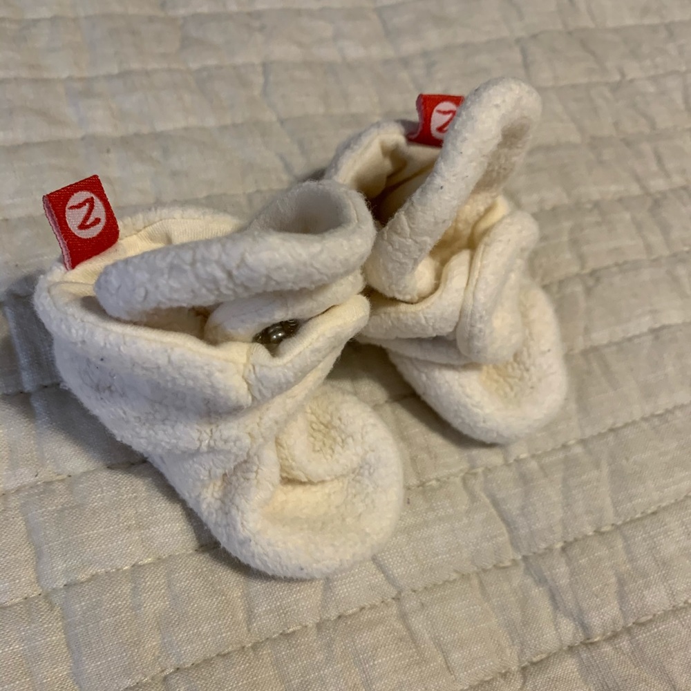 Cream newborn zutano booties